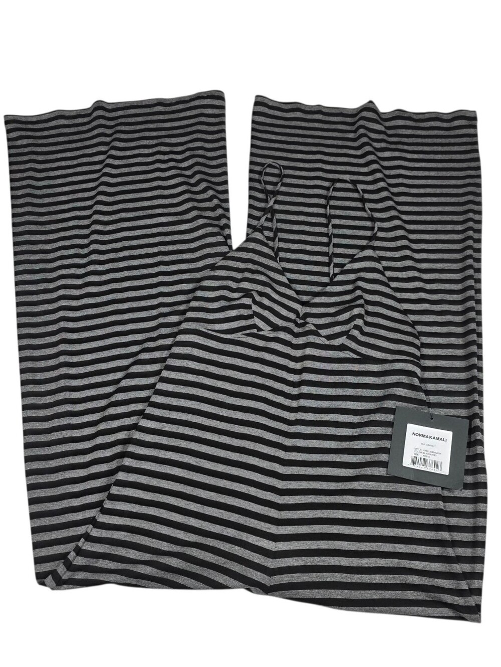 NORMA KAMALI Slip Striped Stretch-jersey Jumpsuit In Black/grey - Picture 4 of 15